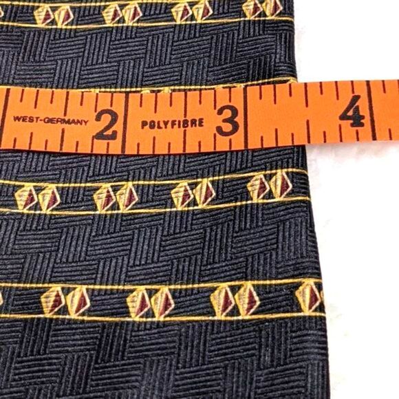 Vintage Neo Bill Blass 100% Silk Tie - Classic Black & Gold Motif - Picture 11 of 11
